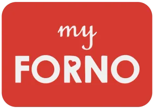 The MyForno badge on the oven door.