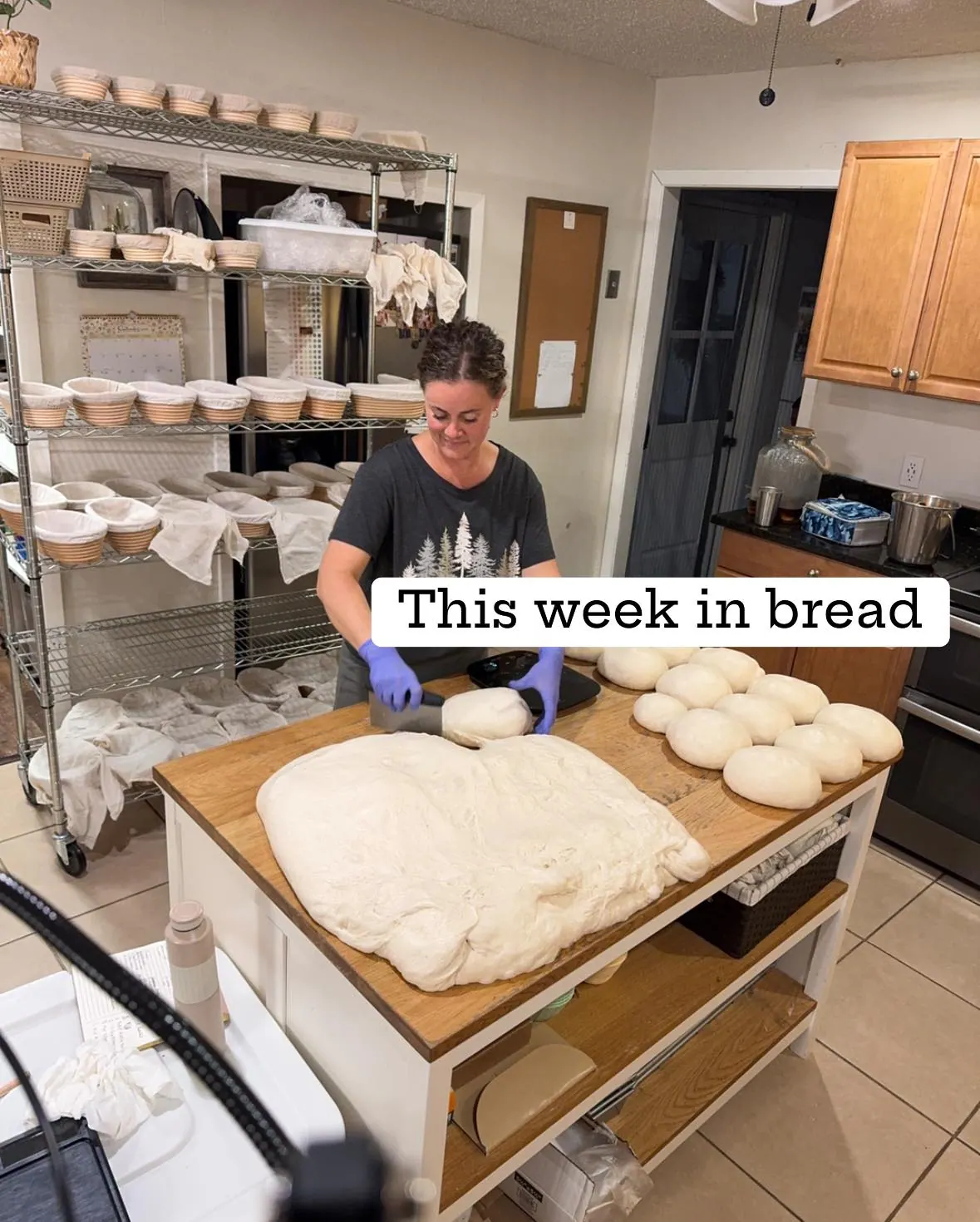 Simply Sourdough shaping loaves in the home bakery