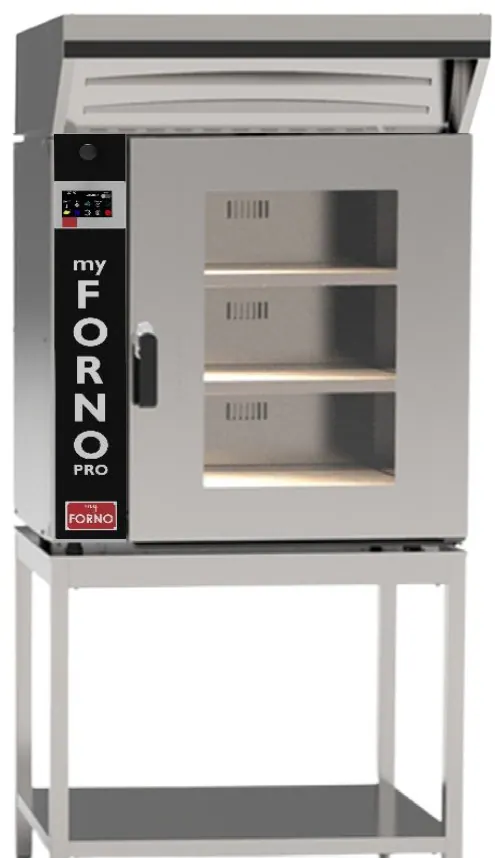 The Pro 3 with its exhaust hood, on an open stand